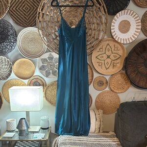 Victoria’s Secret 1990’s slip dress/ lingerie in teal, satin and lace